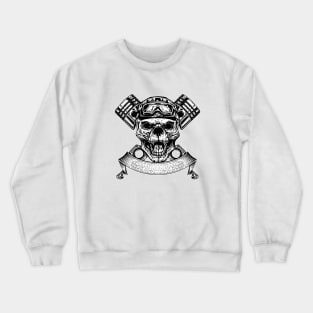 Dog Skull Biker Piston Motorcycle Crewneck Sweatshirt